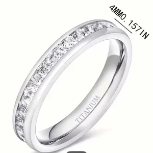 Women’s Luxury Collection Titanium Steel Cubic Zirconia Diamonds 4mm Band 6 thumbnail 5