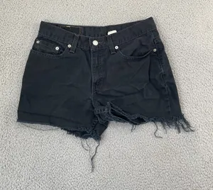 VTG Levi's 510 Jean Shorts Women 6 Black Lower Rise Slim Fit Distressed Cutoff thumbnail 1