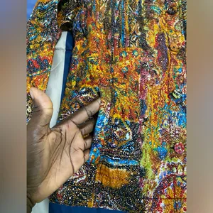 Ankara Print Colorful Abstract Blazer Yellow Size L thumbnail 3