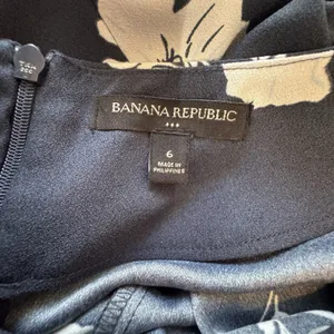 Banana Republic Dress 6 Blue Floral Frill Ruffle 3/4 Sleeve Shift Business thumbnail 5