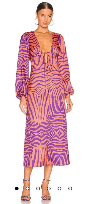 AFRM Portia Dress in Orange Zebra Small thumbnail 1