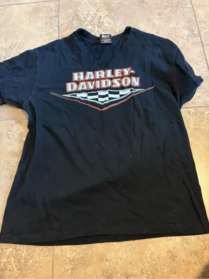 Harley-Davidson Black Short Sleeve Tee with Red & White Logo thumbnail 1