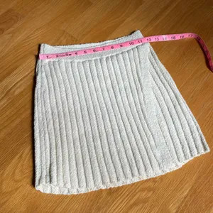 Free People Ivory Ribbed Knit Mini Skirt XS Pull On High Rise Stretch Waist thumbnail 6