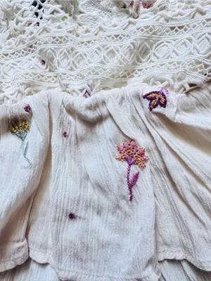 A.T.A.P Women’s Ivory Crochet Floral Embroidered Tank Top XL NWT Western Boho thumbnail 4