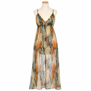 Costa Blanca Collection Maxi Slip Dress Cover Up Boho Resortwear Vacation Size L thumbnail 2