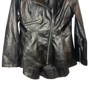 Vegan Leather Size Medium Women's Jacket Flare Back With‎ Zippers Biker Mob wife thumbnail 3