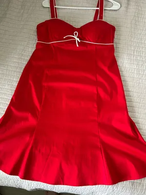 Madison Lee Vtg red babydoll retro pin up bow sailor mini swing A line dress 12 thumbnail 10