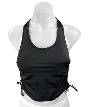 Alala Women's Black Sleeveless Racerback Ruched Sides Pullover Crop Tank Top S thumbnail 1