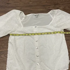 A New Day Short Sleeve Eyelet Button Detail Top White Size Small thumbnail 7