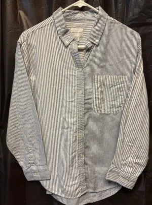 American Eagle Women's Top Button Up Shirt Small Boyfriend Fit Preppy Academia thumbnail 1