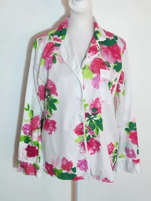 Kate Spade Pink Floral Cotton Pajama Set Size Small thumbnail 4