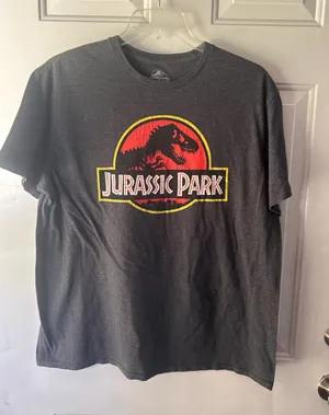 Jurassic Park grey t-shirt Size XL #dinosaur #movies thumbnail 1