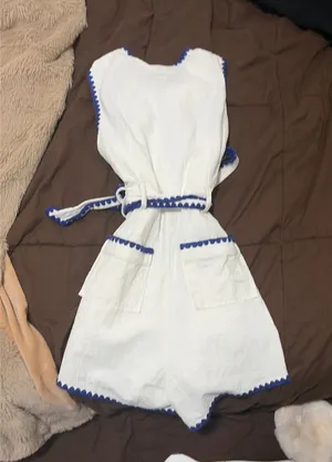 White and blue romper  thumbnail 1