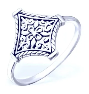 NEW 14k White Gold-Plated 316L Cut Out‎ Filigree Hollow Flower Ring, Size 7 thumbnail 1