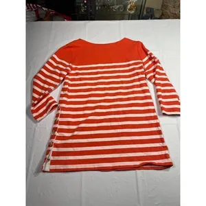 Maeve‎ orange and White Striped 3/4 Sleeve Top Casual Nautical Style XS thumbnail 5