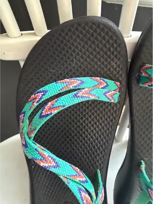 Chaco Women's Adjustable Strappy Sandals in Multi Green and Purple thumbnail 4