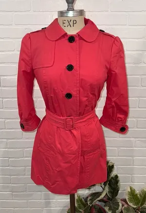 Banana Republic Pink Y2K Style Belted Trench Coat thumbnail 1