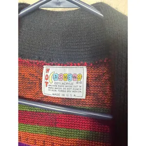 Vintage Hot Cashews‎ Multi Color Geometric Shawl Cardigan Sweater USA Made thumbnail 6