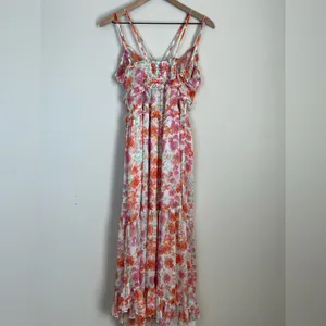 Misa‎ Los Angeles Halter Ruffle Midi Dress Floral Flowy Asymmetrical Size Small thumbnail 7