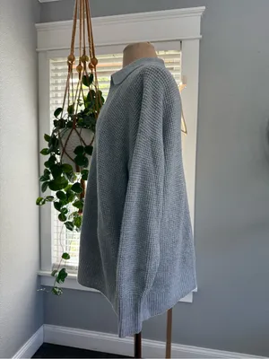 Aerie CozyUp Waffle Polo Sweater Size XXS Oversized thumbnail 3