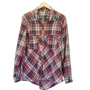 Free People Stitch Detail Plaid Boho Western Snap Shirt in Ash Combo Size Medium thumbnail 2