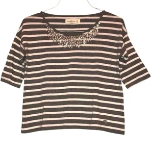 Abercrombie & Fitch Striped Embellished Cropped Shirt‎ thumbnail 1