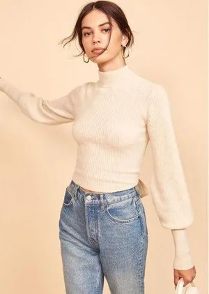 Reformation Osteria Open Back Sweater white Cashmere Size S thumbnail 1