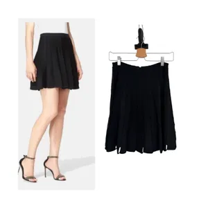 Alice + Olivia Chatley Pointelle‎ Knit Pleated Mini Skirt Black Size XS thumbnail 2
