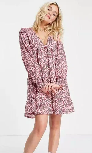 ASOS Design Button Through Mini Smock Dress thumbnail 1