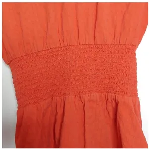ASOS Burnt Orange Mini Dress Smocked Corset Waist Long Sleeve Cotton‎ S Pumpkin thumbnail 11