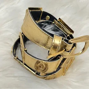 Vintage 90’s Gold Celestial Theme Belt Faux Leather and Metal 28/30 thumbnail 1