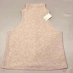 A New Day Mock Neck Sleeveless Sweater‎ Tank Top Oatmeal Tan Womens Large NEW thumbnail 1