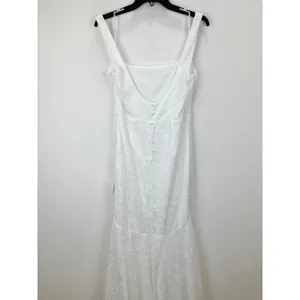 Lulus Eternal Happiness White Lace Square Neck Mermaid Maxi Dress Wedding L NWT thumbnail 8