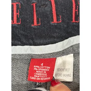 ELLE Dark‎ Wash Women Jeans Trousers Wide Flare Leg Cropped Low Rise Size 4 thumbnail 4