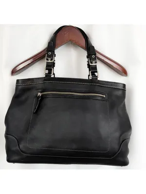 Coach 5138 Black Leather Large Tote Purse thumbnail 4
