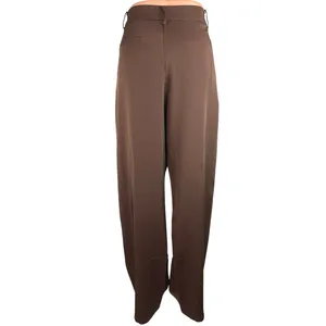 Peppermayo Brown High Rise Straight Pleated Career Wide Leg Dress Pants 8 thumbnail 3