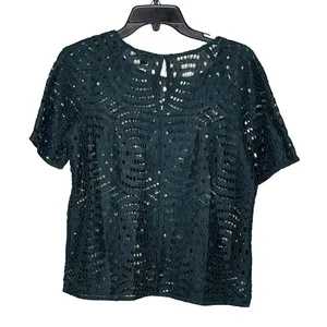 Ann Taylor Lace Top Blouse Size Small Green SS Womens Nylon Polyester Cotton‎ thumbnail 8