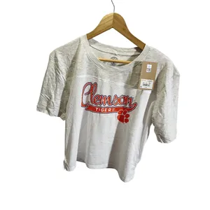 Threads 4 Thought Clemson Tigers Womens Cropped T-Shirt‎ S Gray/White Athletic Mesh thumbnail 2
