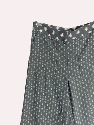 LOFT Wide Leg Cropped Pants Sz 6 Black Floral Print High Rise Lightweight thumbnail 6