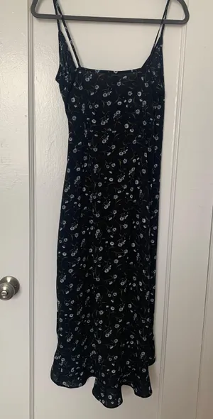 Divided Black Floral Wrap Dress thumbnail 2