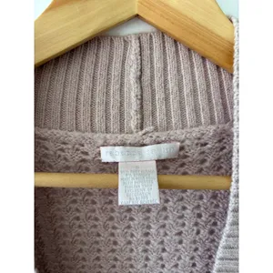 REBECCA TAYLOR Vtg Y2K Pink Alpaca Knit Crop Crochet Shrug Cardigan Womens Small thumbnail 3