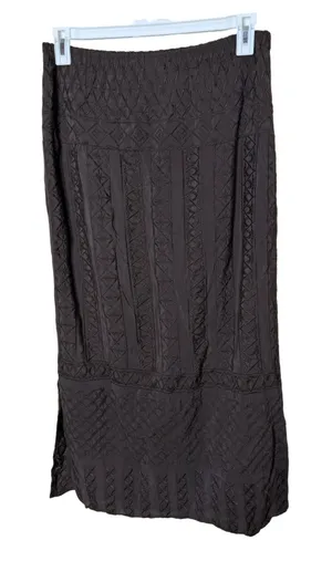 Vintage J. Jill Brown Embroidered‎ Rayon Maxi Skirt Women's Size M thumbnail 1