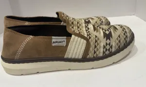 Ariat Women's Tan Diamond Aztec Ryder slip-on shoes featuring a canvas upper thumbnail 1