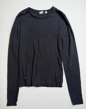 Aritzia Homestretch Basic Cotton Long Sleeve Crewneck Top Black Size M thumbnail 1
