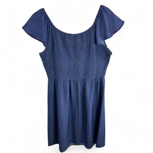 Naif Navy Blue Smocked Flutter Sleeve Mini Dress Womens Size‎ M Boho Scoop Neck thumbnail 2