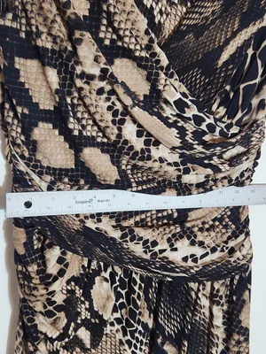 Lauren Ralph Lauren Black and Tan Snakeskin Print Faux Wrap Dress Size 8 thumbnail 9