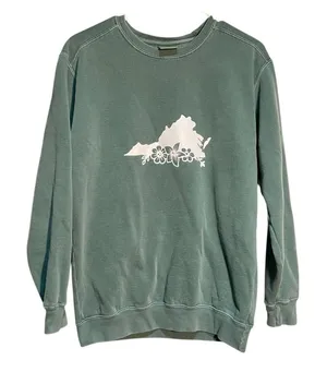 Comfort Colors Women's Size Small Crewneck Sweatshirt Light Green White Virginia thumbnail 1