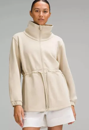 NWT Lululemon Softstreme Cinch-Waist Full-Zip Jacket size medium color bone thumbnail 1