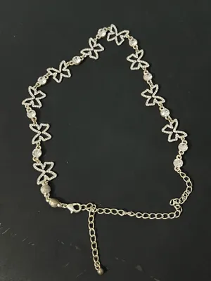 Silver butterfly choker necklace with rhinestones thumbnail 3