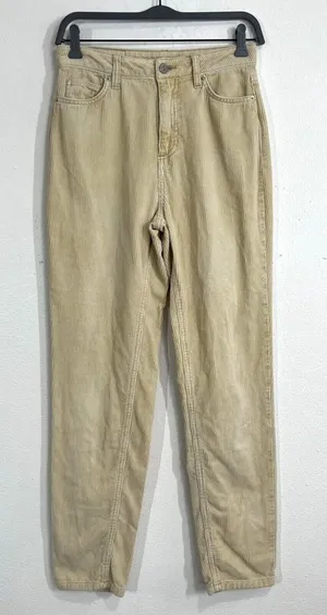 BDG Urban Outfitters Mom High Rise Corduroy‎ Pants Size 26 Washed Faded Beige thumbnail 1